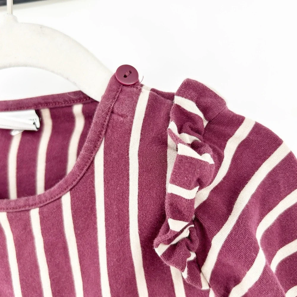 Polarn O. Pyret Toddler Girls Striped Scandi Ruffle Peplum Tunic Top Size 1.5-2Y